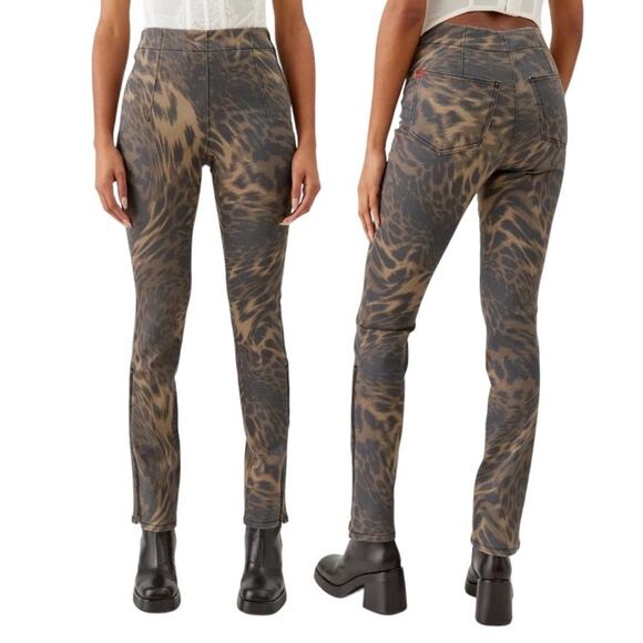Urban Outfitters BDG Brown Multi Animal Print High Waist Ankle Zip Skinny Jeans - Picture 1 of 8